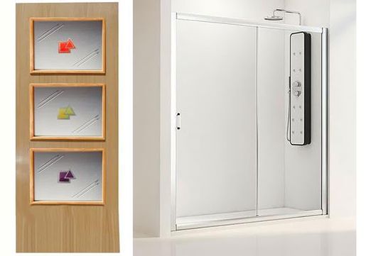 puerta y mampara de baño en aluminio